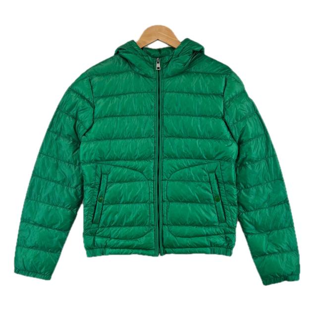 美品▲MONCLER モンクレール GUERIN フード ロゴワッペン付き 軽量 ライト ダウンジャケット グリーン 0 正規品 メンズ