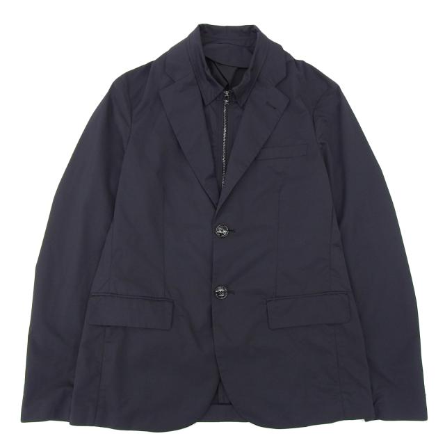 美品▲EMPORIO ARMANI エンポリオ アルマーニ 2020年製 レイヤードデザイン テーラードジャケット ブラック 44 正規品 メンズ