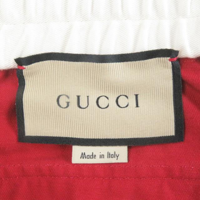 美品□GUCCI グッチ 660067 インターロッキングGワッペン サイドライン イージーパンツ テーパードパンツ レッド 48 イタリア製 正規品 美品□GUCCI グッチ 660067 インターロッキングGワッペン サイドライン