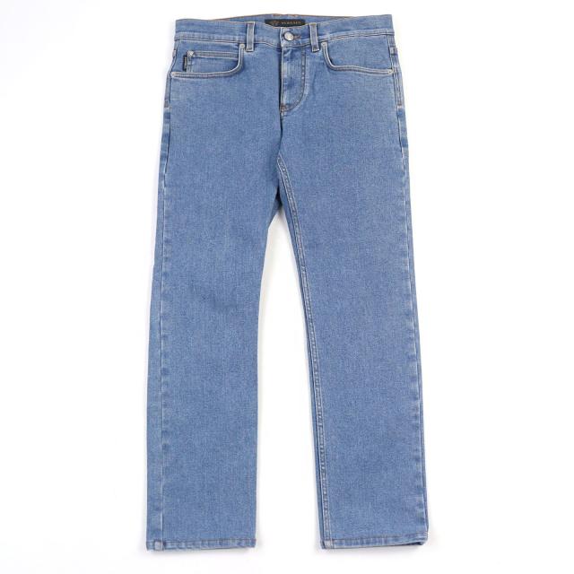 【ドンドン見直し】極美品○VERSACE ヴェルサーチ A85190 メデューサ金具 ロゴタブ レザーパッチ付き デニムパンツ 30 正規品 メンズ