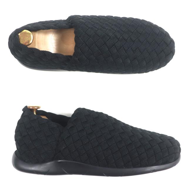 極美品▼ボッテガヴェネタ 667227 PLAT プラット ファブリック イントレチャート 2WAY サンダル スリッポン ブラック 39 保存袋付 メンズ 極美品▽ボッテガヴェネタ 667227 PLAT プラット ファブリック