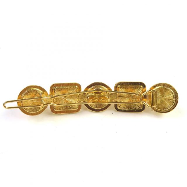 極美品△CHANEL シャネル B20K ココマーク パール ビジュー バレッタ ヘアクリップ ヘアアクセサリー ゴールド 箱 保存袋付き イタリア製_3