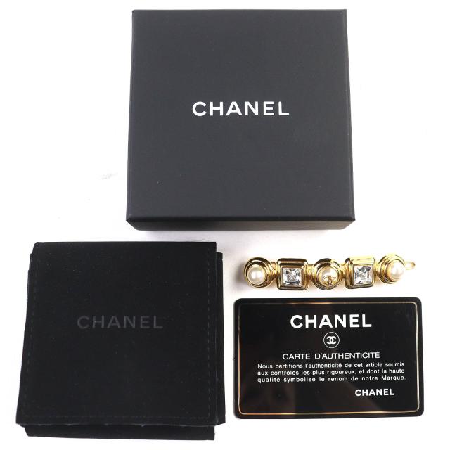 極美品△CHANEL シャネル B20K ココマーク パール ビジュー バレッタ ヘアクリップ ヘアアクセサリー ゴールド 箱 保存袋付き イタリア製_1