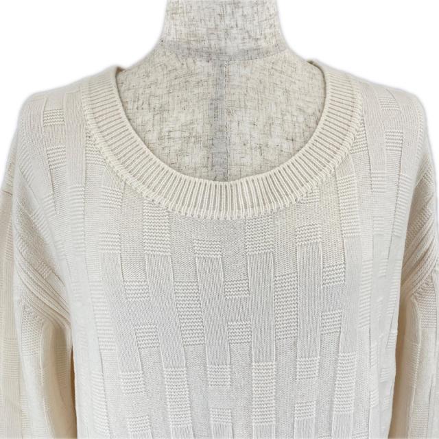 極美品△HERMES エルメス ウール100％ H柄 クルーネック 長袖 ニット