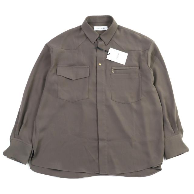 未使用品○CULLNI クルニ 24SS 24-SS-019 Dry Double Satin Pocket Shirt トープ 比翼仕立て 長袖シャツ 2 正規品 メンズ 定価36300円