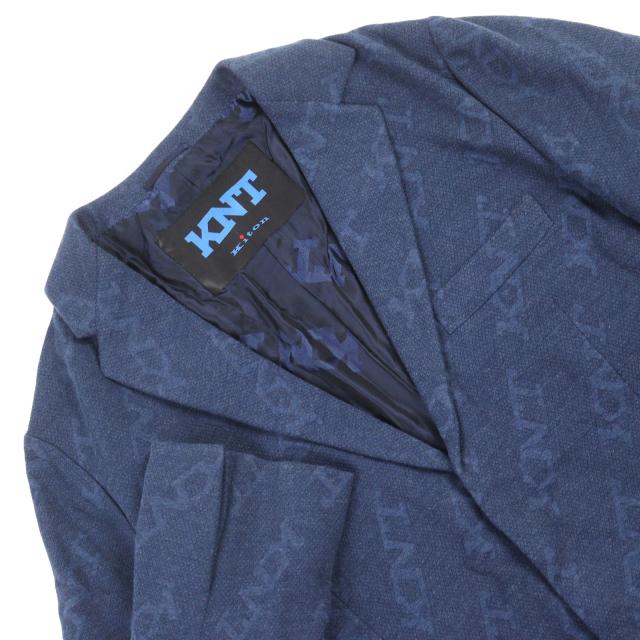 美品○KITON キートン UGS0101K06S4203000 コットン100% ロゴ総柄 比翼仕立て シングル テーラードジャケット 50 R08 正規品 メンズ_1
