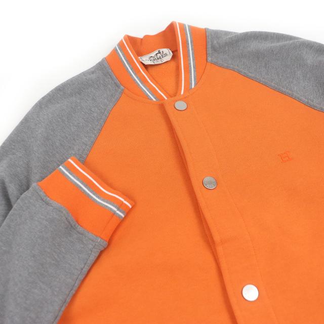 HERMES テディ ブルゾン スタジャン エルメス オレンジ ジャケット 未使用品□HERMES エルメス 2021年製 Hロゴ刺繍 セリエボタン ブルゾン