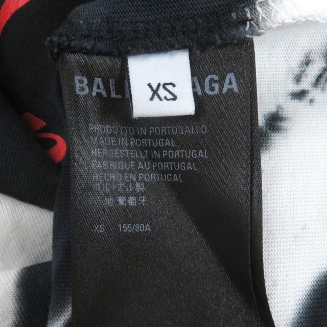 極美品□BALENCIAGA バレンシアガ 684155 タイダイ柄 クラックロゴプリント オーバーサイズ 半袖Ｔシャツ ホワイト ブラック XS 正規品_5