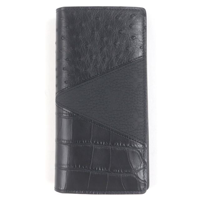 未使用品□LOUIS VUITTON ルイヴィトン ポルトフォイユ・ブラザ トリヨンレザー クロコダイル オーストリッチ 長財布 ノワール 仏製