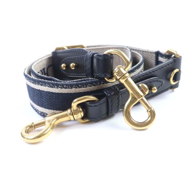 良品★Christian Dior クリスチャンディオール S8553CBTE キャンバス エンブロイダリー ロゴデザイン ショルダーストラップ　ネイビー