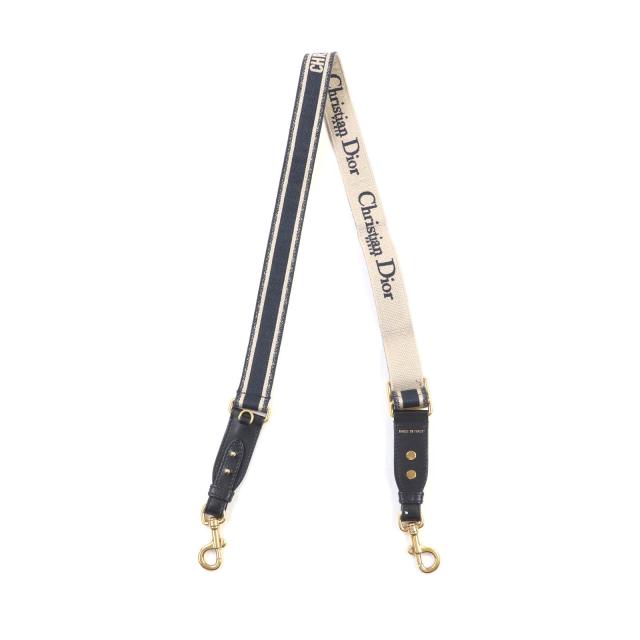 良品★Christian Dior クリスチャンディオール S8553CBTE キャンバス エンブロイダリー ロゴデザイン ショルダーストラップ　ネイビー 良品☆Christian Dior クリスチャンディオール S8553CBTE キャンバス