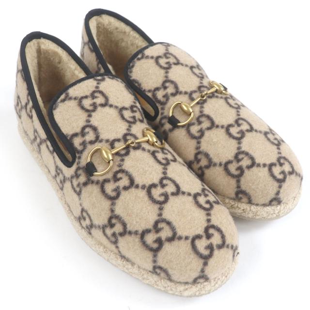 未使用品□GUCCI グッチ ムートン GGロゴ総柄 ホースビット ムートンライニング スリッポン ベージュ 11 保存袋付き イタリア製 メンズ_2