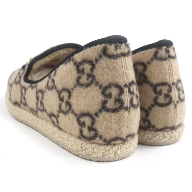 未使用品□GUCCI グッチ ムートン GGロゴ総柄 ホースビット ムートンライニング スリッポン ベージュ 11 保存袋付き イタリア製 メンズ_5