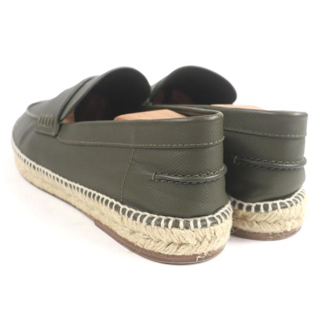 美品□HERMES エルメス 21SS 型番 211886 トリップ レザー Hロゴモチーフ エスパドリーユ モカシン カーキ 41 保存袋付き メンズ_5