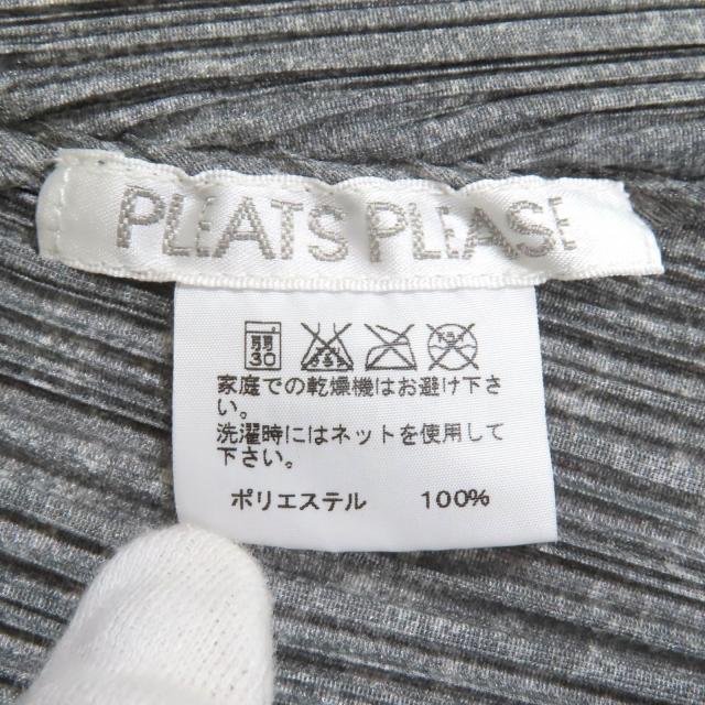 極美品◇PLEATS PLEASE プリーツプリーズ イッセイミヤケ PP01-JT108 ひざ丈 長袖シャツ ワンピース グレー 3 日本製 正規品 レディース_6