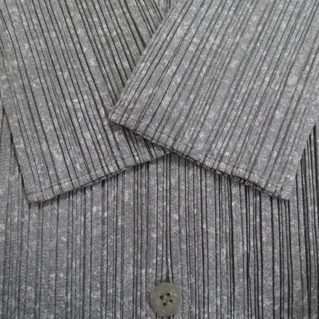 極美品◇PLEATS PLEASE プリーツプリーズ イッセイミヤケ PP01-JT108 ひざ丈 長袖シャツ ワンピース グレー 3 日本製 正規品 レディース_5