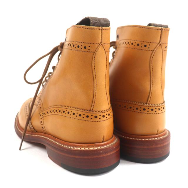 未使用品▼トリッカーズ MALTON モールトン レザー ウィングチップ メダリオン レースアップ ショートブーツ ブラウン UK6 24.5cm メンズ