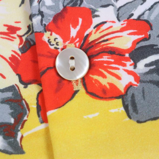 未使用品▼GUCCI グッチ 22AW 694124 コットン ハイビスカス ショートスリーブ 半袖 ボウリングシャツ イエロー 44 伊製 正規品 メンズ_3