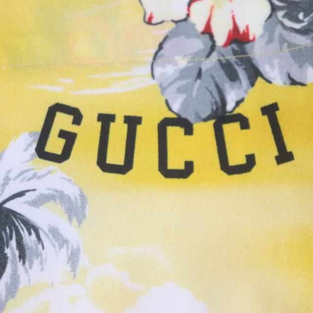 未使用品▼GUCCI グッチ 22AW 694124 コットン ハイビスカス ショートスリーブ 半袖 ボウリングシャツ イエロー 44 伊製 正規品 メンズ_4