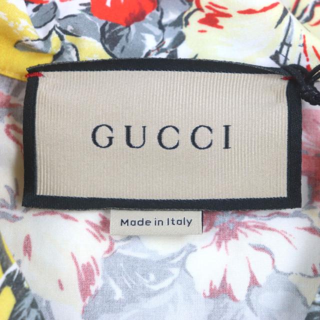未使用品▼GUCCI グッチ 22AW 694124 コットン ハイビスカス ショートスリーブ 半袖 ボウリングシャツ イエロー 44 伊製 正規品 メンズ_5