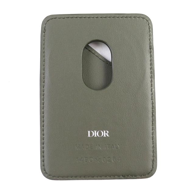 極美品△DIOR ディオール 2ADCH168FLG SADDLE サドル ロゴ マグネット グラビティレザー カードホルダー カードケース カーキ 袋付 伊製_2