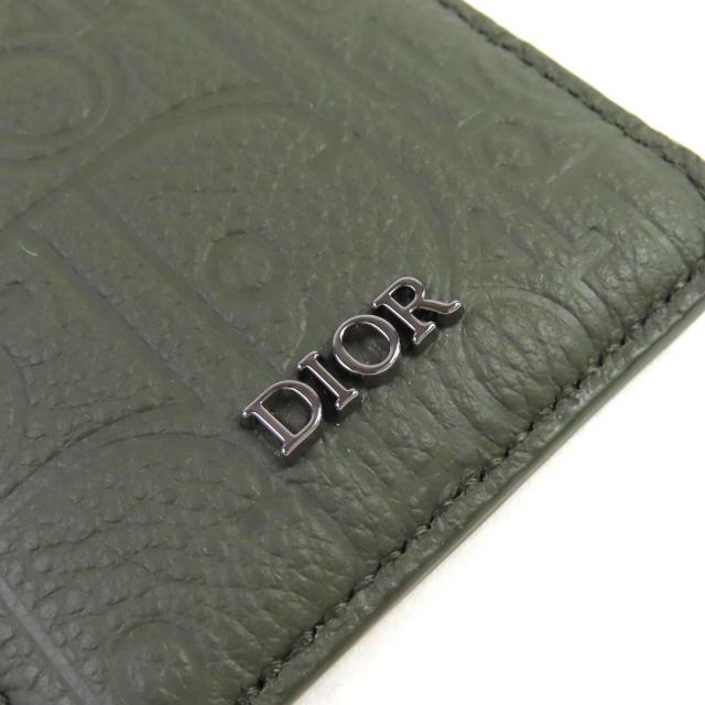 極美品△DIOR ディオール 2ADCH168FLG SADDLE サドル ロゴ マグネット グラビティレザー カードホルダー カードケース カーキ 袋付 伊製_5