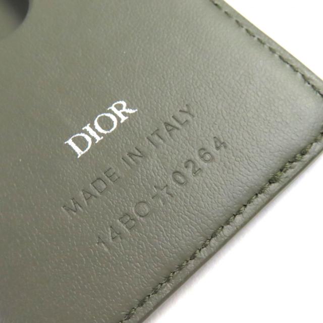 極美品△DIOR ディオール 2ADCH168FLG SADDLE サドル ロゴ マグネット グラビティレザー カードホルダー カードケース カーキ 袋付 伊製_6