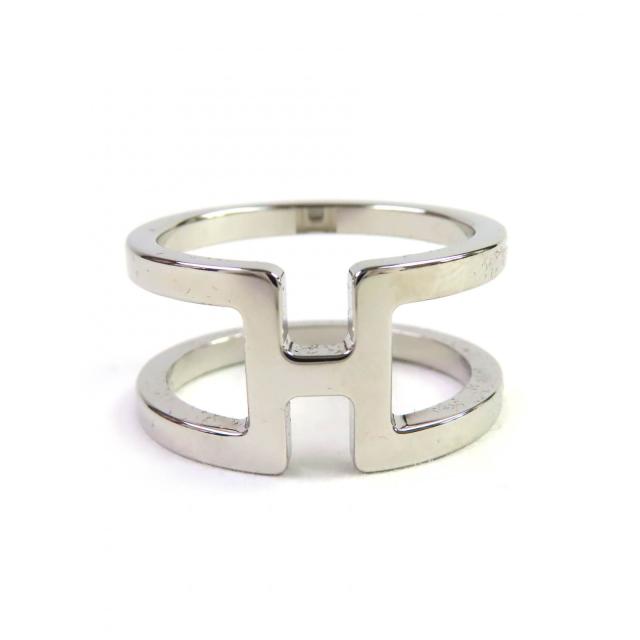 極美品△HERMES エルメス Ｈ・アン・ロン パラディウム スカーフリング シルバー 箱・保存袋付き フランス製 レディース オススメ◎