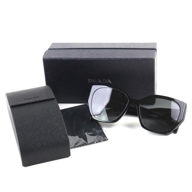 極美品△PRADA プラダ SPR 19Z-F ロゴ アジアンフィット サングラス アイウェア ブラック 56□16 145 ケース付き イタリア製 レディース_1