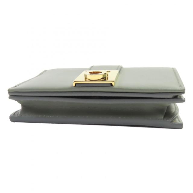 極美品◇FERRAGAMO フェラガモ 0775288 レザー ガンチーニ金具付き コンパクトウォレット 二つ折り財布 アッシュグレー 箱付 イタリア製_3
