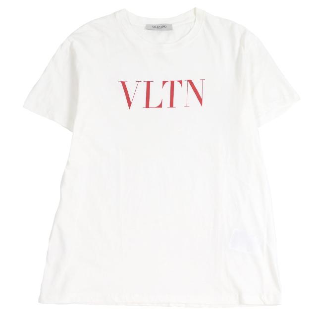 美品□VALENTINO ヴァレンティノ RB3MG07D3V6 コットン100％ VLTNロゴプリント 半袖Ｔシャツ ホワイト S イタリア製 正規品 メンズ