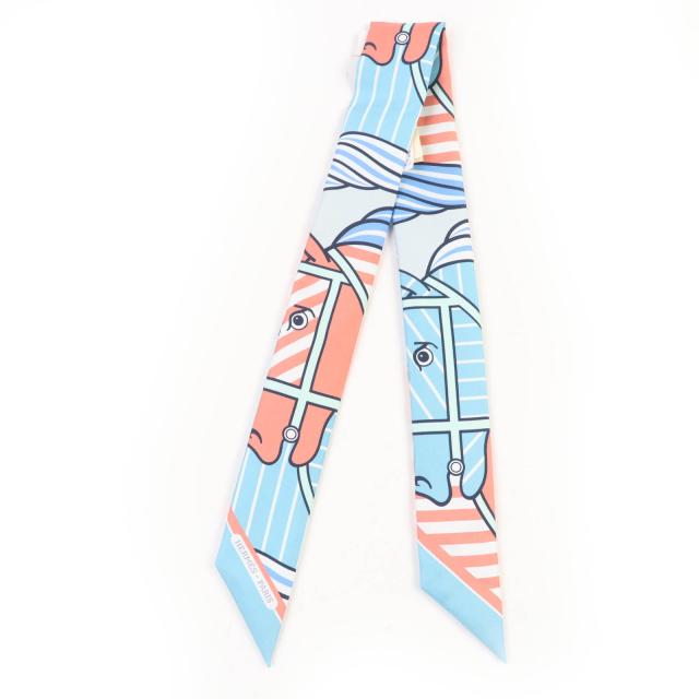 未使用品☆HERMES エルメス ツイリー カドリージュ・バヤデール シルク100％ アクア/ヴューローズ/ブルージーン スカーフ レディース