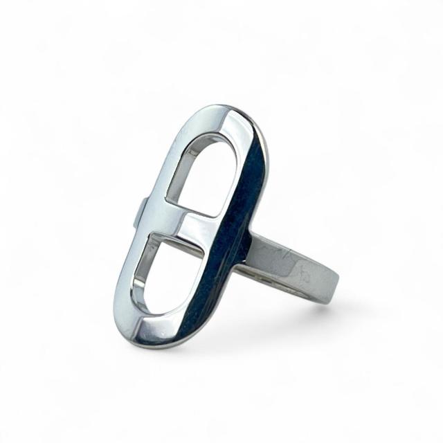 極美品▲HERMES エルメス エヴァーシェーヌダンクル PM SV925 リング・指輪 シルバー 48 日本サイズ8号相当 仏製 重量5.428g レディース