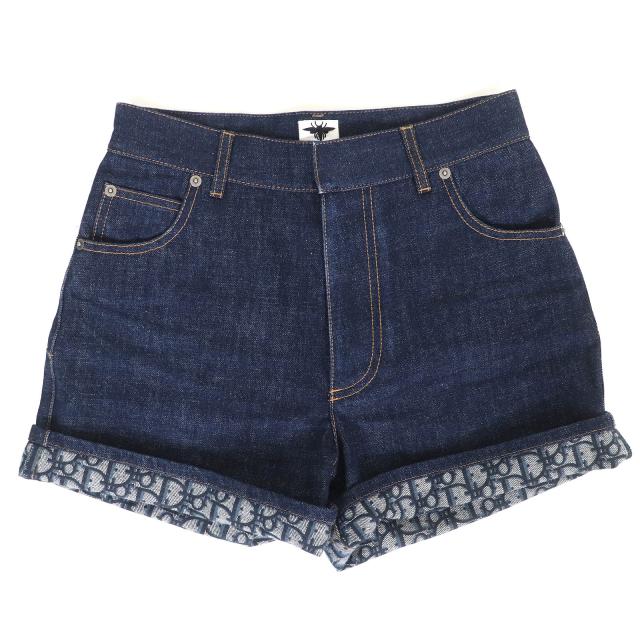 極美品△Christian Dior クリスチャンディオール 25SS 512P44A3426 裏地オブリーク ロゴワッペン デニム ショートパンツ 36 正規品 伊製_2