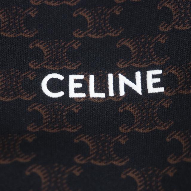 極美品▼CELINE セリーヌ 23SS 2Y74A366 モノグラム トリオンフ チャーム ロゴ刺繍 ZIPUP トラックスーツジャケット ブラウン S 正規品
