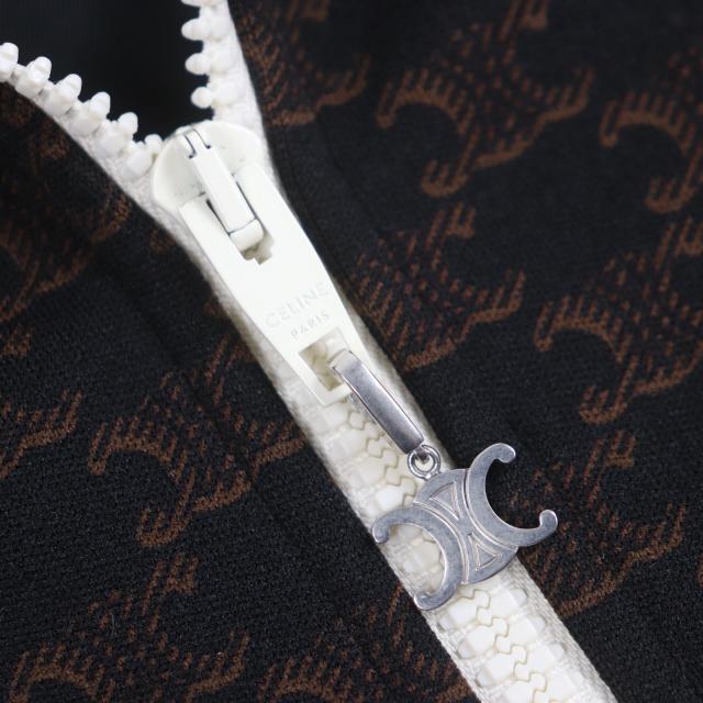 極美品▼CELINE セリーヌ 23SS 2Y74A366 モノグラム トリオンフ チャーム ロゴ刺繍 ZIPUP トラックスーツジャケット ブラウン S 正規品