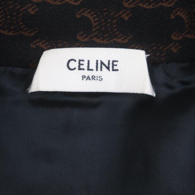 極美品▼CELINE セリーヌ 23SS 2Y74A366 モノグラム トリオンフ チャーム ロゴ刺繍 ZIPUP トラックスーツジャケット ブラウン S 正規品