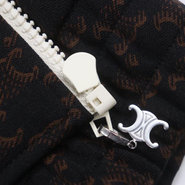 極美品▼CELINE セリーヌ 23SS 2Y74A366 モノグラム トリオンフ チャーム ロゴ刺繍 ZIPUP トラックスーツジャケット ブラウン S 正規品