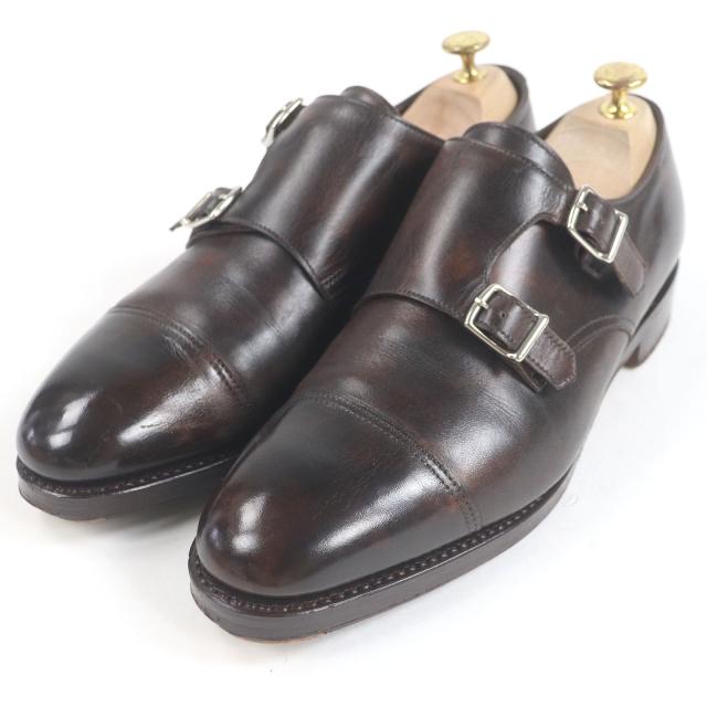 美品□John Lobb ジョンロブ ウィリアム ミュージアムカーフ 9795ラスト ダブルモンク ドレスシューズ ダークブラウン 7.5 E 英国製