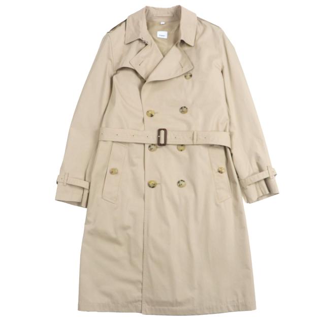 極美品▼BURBERRY バーバリー 8073195 ティッシ期 ロゴ入りボタン 裏地ロゴ柄 ベルト付き トレンチコート ベージュ 50 正規品 メンズ