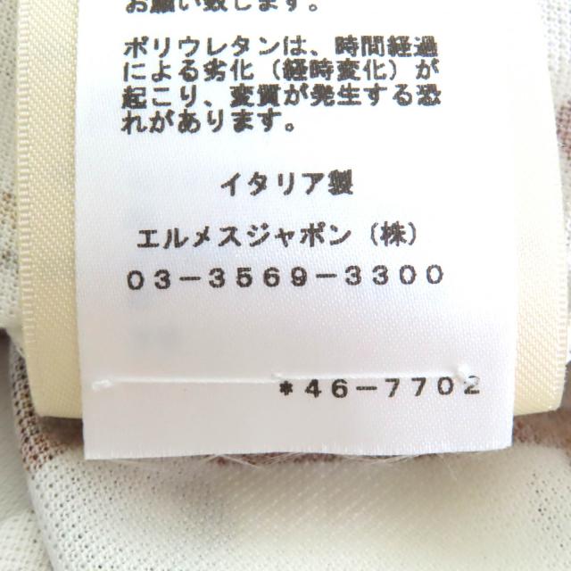 未使用品△HERMES エルメス 24SS 4E4527DN パノプリ・ドゥ・キュイール コットン100％ 鹿の子地 半袖 ワンピース 白 茶 36 正規品 伊製_8