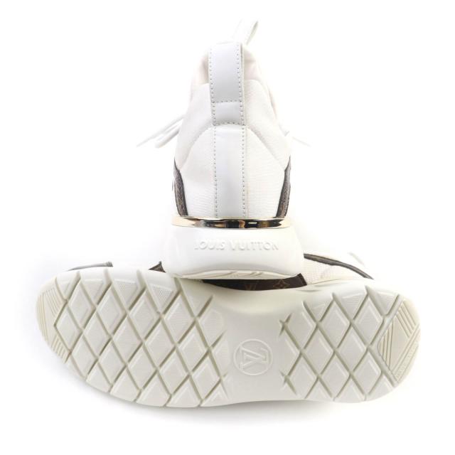 美品★LOUIS VUITTON ルイヴィトン アフターゲームライン モノグラムレザー ファブリック レースアップ スニーカー 白 茶色 35.5 伊製_5