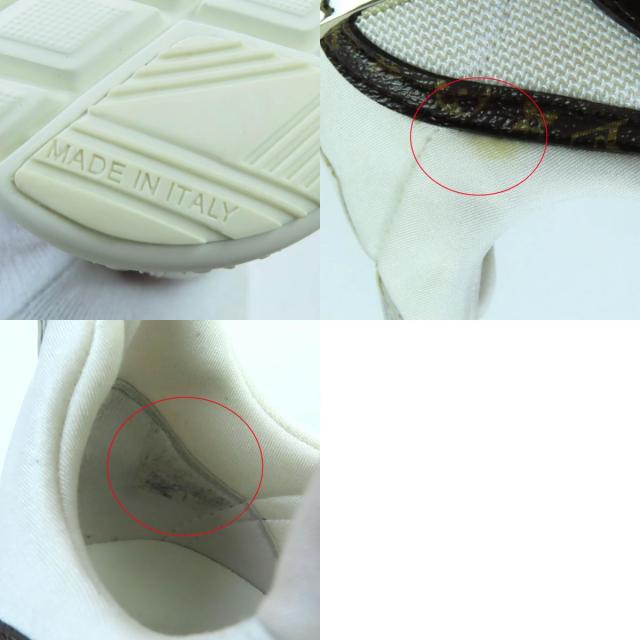 美品★LOUIS VUITTON ルイヴィトン アフターゲームライン モノグラムレザー ファブリック レースアップ スニーカー 白 茶色 35.5 伊製_9
