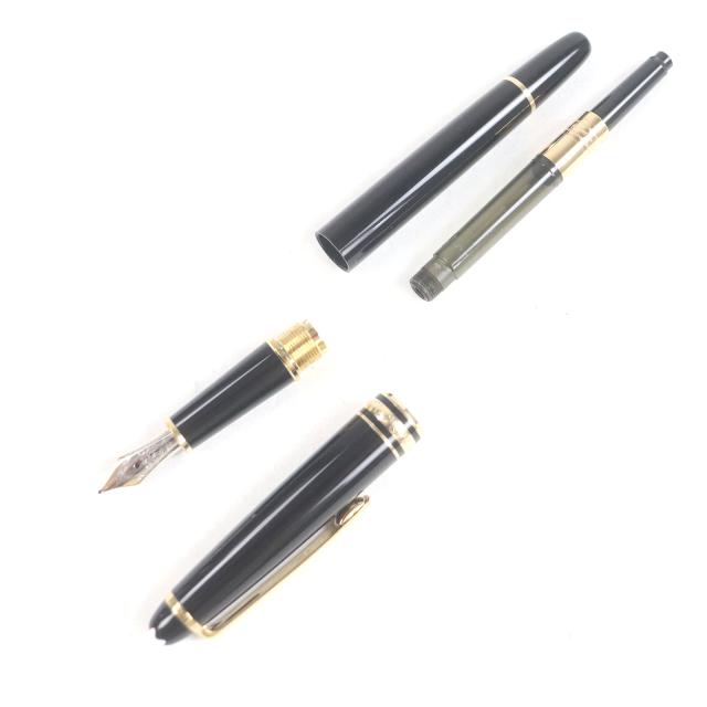 美品□MONTBLANC モンブラン マイスターシュテュック クラシック ペン先14K Mニブ キャップ式 万年筆 ブラック ゴールド ドイツ製 メンズ_1