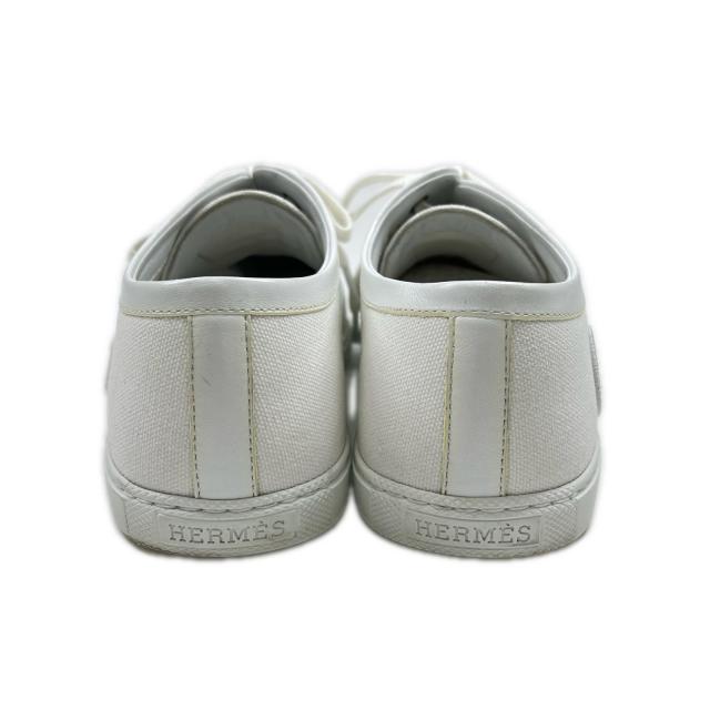 美品▲HERMES エルメス 241180Z イノサン キャンバス ロゴ刺繍 パッチ アップリケ ローカットスニーカー ホワイト 37 伊製 レディース_2