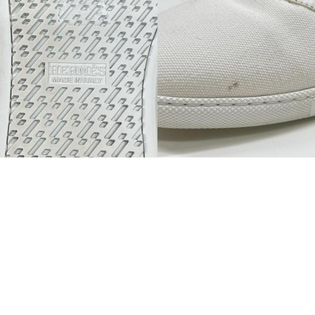 美品▲HERMES エルメス 241180Z イノサン キャンバス ロゴ刺繍 パッチ アップリケ ローカットスニーカー ホワイト 37 伊製 レディース_9