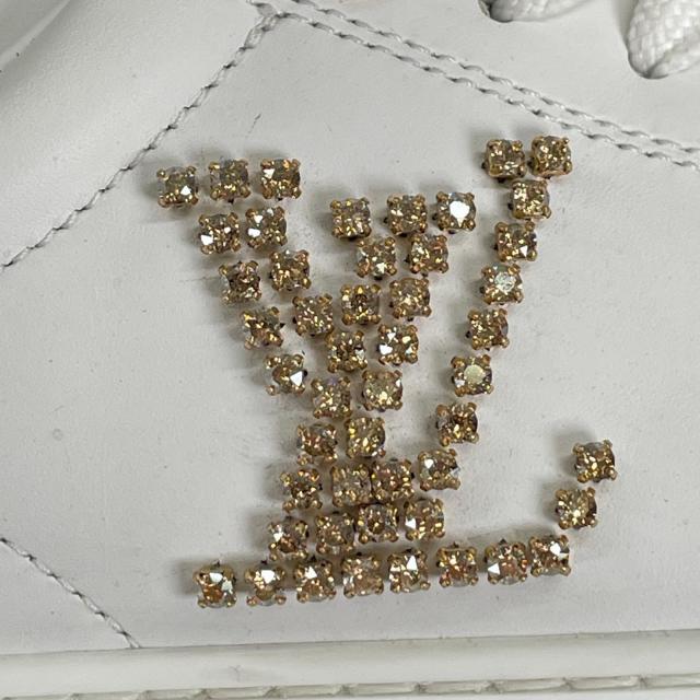 美品▲LOUIS VUITTON ルイヴィトン タイムアウトライン LV ラインストーン装飾 レザー スニーカー ホワイト 36 イタリア製 レディース_6