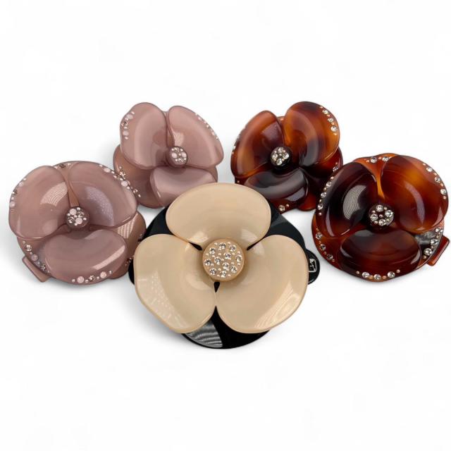 美品▲ALEXANDRE DE PARIS アレクサンドル ドゥ パリ 3個セット バレッタ マルチカラー 保存袋付き フランス製 重量100g レディース