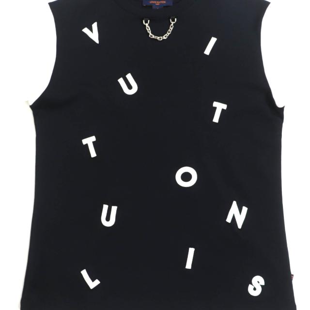 美品★LOUIS VUITTON ルイヴィトン FFTS02JG2 コットン100％ エンブロイダリーロゴ クルーネック 半袖Ｔシャツ ブラック ホワイト S_4