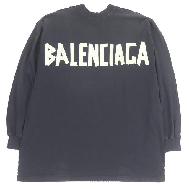 未使用品□BALENCIAGA バレンシアガ 24SS 791613 TAPE TYPE オーバーサイズ ダメージ加工 ドッキングデザイン 長袖Ｔシャツ 2 正規品